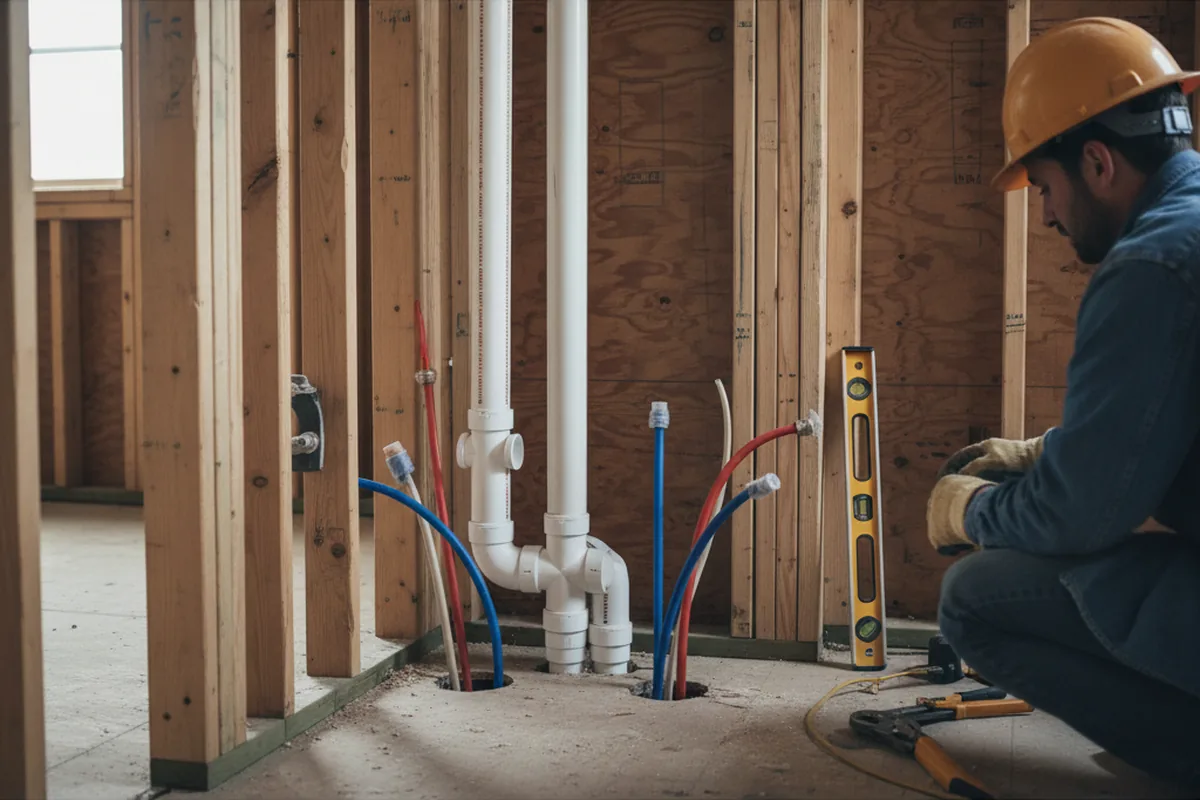 Drain and supply rough-in during Leak Detection in Glenmont