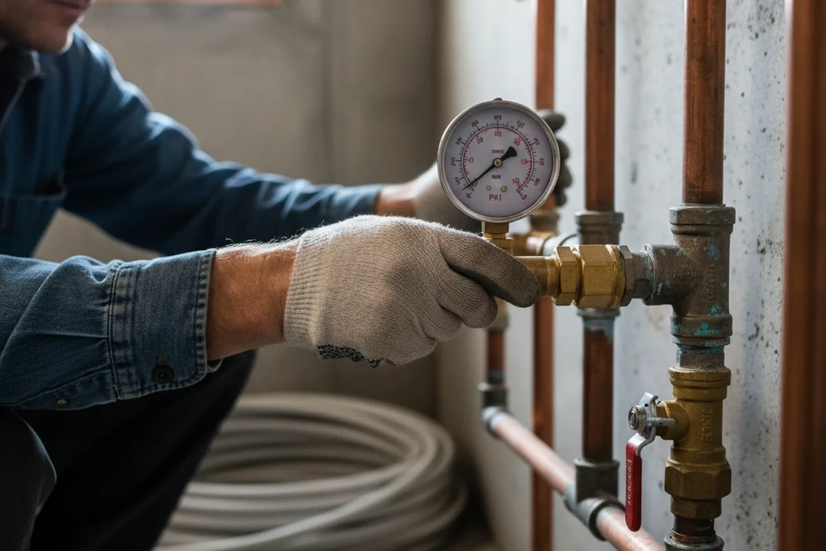 Pressure testing a repaired line during Water Line Repair in Glenmont